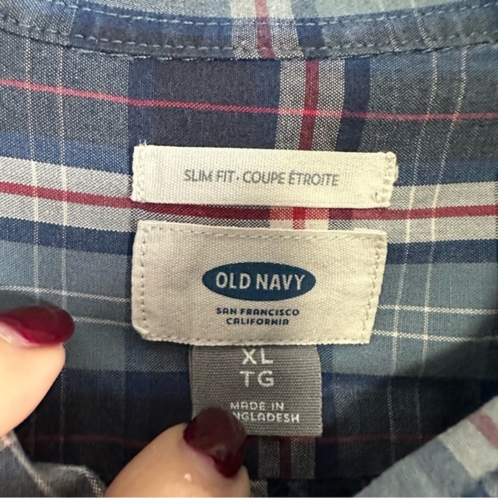 Old Navy Casual Button Down Shirt in Plaid Slim Fit Size XL EUC - Picture 3 of 5